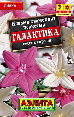 Семена&nbsp;Ипомея Квамоклит Галактика.&nbsp;Необычная лиана с фактурными листьями и цветками-звездочками. Не требует сложного ухода. Используют для быстрого вертикального озеленения.