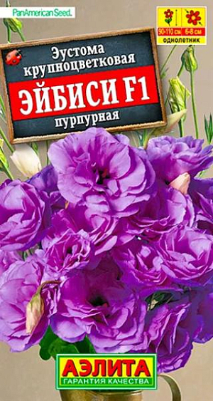 Семена Эустома Эйбиси F1 пурпурная крупноцветковая махровая. <b>Воздушная эустома – идеальный цветок для букета.</b> Современный срезочный гибрид американской селекции компании PanAmerican Seed – растение стройное, высотой 90-110 см, с зелено-сизой листвой восковой фактуры. Верхняя часть стебля сильно ветвится и образует массу бутонов, которые раскрываются поочередно. Цветки густомахровые,&nbsp;6-8 см., с широкими лепестками, на крепких, длинных цветоносах. <b>Гибрид эустомы восхищает красивыми цветками</b>, а также удивляет необыкновенной стойкостью букетов в вазе. Растение подходит для выращивания в открытом грунте, в высоком пленочном тоннеле и в теп лице (круглогодично).<br>
 <br>
 <br>
 &nbsp;Семена в гранулах! Гранулы располагают на поверхности почвы, не заделывая их, хорошо увлажняют из распылителя. При попадании влаги на гранулу оболочка должна раствориться. Посевы накрывают стеклом для сохранения постоянной влажности до полных всходов. Посевам необходимо обеспечить стабильную освещенность не менее 16 часов в сутки.<br>