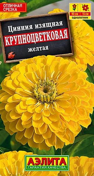 Семена Цинния Крупноцветковая желтая.
Высокорослая, обильноцветущая цинния с яркими махровыми соцветиями O 13-15 см. Кусты быстрорастущие, мощные, высотой 70-90 см, с множеством цветоносов. Цветение раннее и продолжительное, с июня до окончания сезона. Каждое соцветие держится на растении до 30 дней. Циннии неприхотливые, теплолюбивые, достаточно засухоустойчивые, предпочитают солнечное местоположение. Широко используются для выращивания на клумбах и рабатках, отлично подходят для срезки. Срезанные цветы долго стоят в воде. Агротехника. Выращивают рассадным способом. С развитием первой пары настоящих листочков сеянцы пикируют. В фазе 5-6 листьев проводят формирующую прищипку. Рассаду высаживают в открытый грунт, когда минует опасность заморозков. Растениям необходимы регулярные поливы, прополки, рыхления и подкормки. Возможен посев семян в открытый грунт на глубину1 см. 