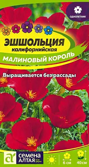 Семена Эшшольция "Лиловый луч".<br>
Один из самых очаровательных и неприхотливых однолетников. Высаживается большими группами и образует ажурное переплетение из многочисленных побегов с тонко-рассеченными сизоватыми листьями и очаровательными малиновыми чашечками цветков диаметром 5-6 см. Высота растения достигает 40 см. Растение для занятых людей, бывающих в саду нерегулярно. Исключительно неприхотливо, прекрасно цветёт на любых почвах и при любых капризах погоды. Своим цветением создаст радостное настроение на всё лето. Придаст легкость и изящность цветникам, клумбам, каменистым горкам, мавританским газонам. Растение светолюбивое, холодо- и засухоустойчивое, к почвам нетребовательно, но наибольшей декоративности достигает на легких дренированных почвах. Отзывчиво на полив и внесение удобрений (кроме свежих органических). Посевы проводят в конце апреля – начале мая в открытый грунт сразу на постоянное место. Глубина заделки семян 0,5-1 см. При температуре почвы +15-18°С всходы появляются на 8-10 день. Сеянцы прореживают, выдерживая интервал между растениями 10-12 см. Пересадку растение не переносит. Цветение продолжительное, с июня до осенних заморозков.