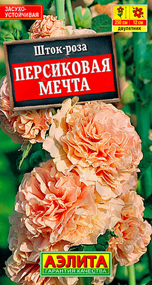 Семена Шток-роза Персиковая мечта. Монументальное растение с длинными цветоносами, усыпанными крупными, густомахровыми цветками. Кусты мощные, прочные, высотой до 250 см. Кистевидные соцветия состоят из нескольких десятков шелковистых цветков диаметром 11-12 см. Цветение с июля по сентябрь. Растения неприхотливые, холодостойкие, засухоустойчивые, предпочитают солнечное местоположение. Выращиваются на заднем плане цветников, отдельными группами, вдоль заборов и стен домов. Подходят для срезки, в воде постепенно распускаются все бутоны.<br>
 <br>
  Посев в открытый грунт на постоянное место в середине мая, в лунки по 2-3 шт. Всходы появляются через 2 недели, их прореживают, оставляя по 1 растению в лунке. Рекомендуем лёгкое укрытие на случай бесснежной зимы. Зацветает в июле следующего года.<br>
 <br>
 <br>
 <br>
 <br>