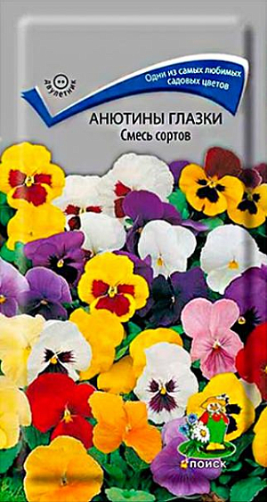 Семена&nbsp;Анютины глазки Смесь сортов. Неприхотливые, обильноцветущие растения высотой 15 см. Крупноцветковая смесь состоит из однотонных и двухцветных окрасок. Цветет с июня. Используют для клумб и бордюров, в цветники - группами.<br>
 <br>
 &nbsp; Агротехника. Растения легкие в выращивании, холодостойкие. Предпочитает солнечные и полутенистые места, рыхлые, плодородные почвы. Размножают посевом семян в июне на разводочные гряды. Семена слегка присыпают землей. При температуре почвы +18°C всходы появляются на 10-15 день. Сеянцы пикируют в фазе 1-2-й пары настоящих листьев. В конце августа – начале сентября рассаду высаживают на постоянное место, выдерживая расстояние между растениями 15-20.<br>