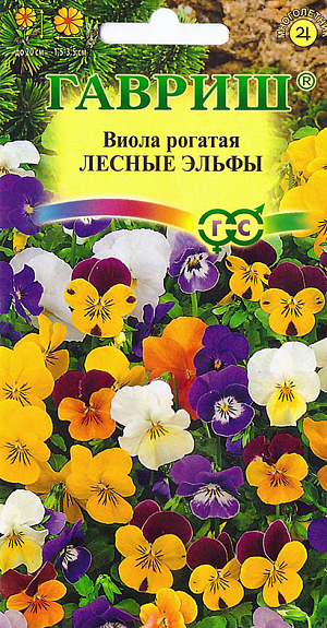 Семена Виола Лесные эльфы рогатая.
Многолетнее растение, образующее компактные кустики высотой до 20 см, усыпанные миниатюрными цветками различных оттенков. Размножается семенами и делением куста. От посева до начала цветения проходит 10-13 недель. Рост начинается при 6-8 °C, оптимальная температура для развития растений 16-18 °C, однако переносит кратковременные заморозки. Предпочитает легкую почву. Благодаря достаточно мелким размерам цветка (диаметр 1,5-3,5 см) и обильному цветению – одновременно на кустике распускается до 60 цветков - растение идеально подходит для создания цветочного ковра. Цветет с мая по сентябрь. При длительном выращивании наблюдается обильный самосев. Семена можно высевать ранней весной и осенью, предпочтительнее с 10 августа по 10 сентября. После укоренения листовые розетки обрезают, удаляя цветоносы. Виола рогатая предпочитает умеренные температуры, поэтому ее рекомендуется высаживать в полутени, либо в комбинации с более высокими растениями, защищающими от перегрева. Отлично смотрится на полутенистой альпийской горке. Используют также как выгоночную горшечную культуру.