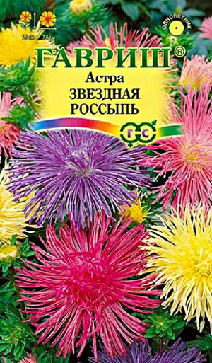 Семена Астра Звездная россыпь игольчатая<br>
 <br>
 Сорт карликовой астры высотой 20-25 см. Растение образует крепкий, компактный кустик, усыпанный пышными, лучистыми соцветиями, диаметром до 6 см, разнообразных окрасок. Цветет в августе-сентябре. Для выращивания подходят хорошо освещенные участки с плодородной суглинистой или супесчаной почвой. Астры обладают высокой холодостойкостью – хорошо переносят заморозки до -3-4°C. Выращивают, чаще всего, рассадным способом. Идеальны для оформления бордюров, сборных цветников и для озеленения балконов.<br>
 <br>