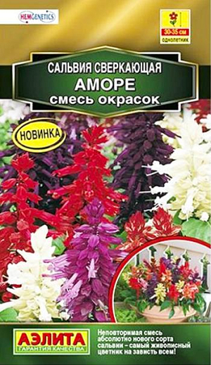 Семена Сальвия Аморе смесь окрасок.
Новое достижение голландской селекции от компании Hem Genetics. Сорта сальвии Аморе – признаны лучшими по результатам испытаний Даллаского Дендрария в США. Специально для ценителей этого цветка была создана смесь, включающая самые любимые садоводами оттенки. Цвета насыщенные, однородные, долгое время сохраняют яркость. Соцветия очень плотные – цветки обильно покрывают верхушку центрального побега. Листья ярко-зеленые, в групповых посадках формируют сочный зеленый «ковер» – фон для потрясающих соцветий. Высота растений 30-35 см. Они быстро растут и рано зацветают. Смесь сальвии Аморе украсит садовые вазоны и контейнеры. Идеально подойдет для групповых посадок в цветниках различных типов.